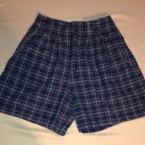 Honors Blue Plaid Paper Bag High Waist Short 12